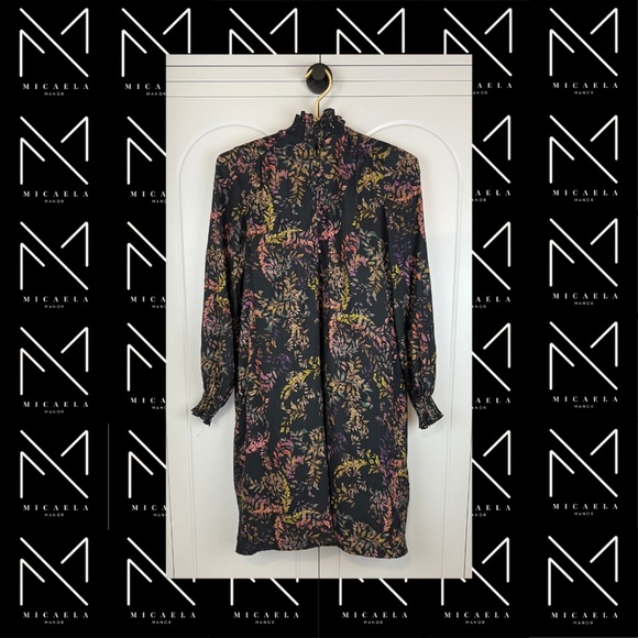 H&M Women's Colorful Floral Print Dress with Ruffle cuffs and neckline - Picture 2 of 6